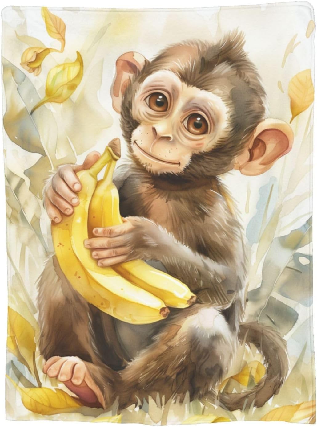 Monkey Blanket for Kids, Boys, Girls, Adults - Flannel Throw Blanket With Banana Design for Sofa, Couch, Bed, Living Room - Soft Warm Cozy Decor 60" x 50" - Image 3
