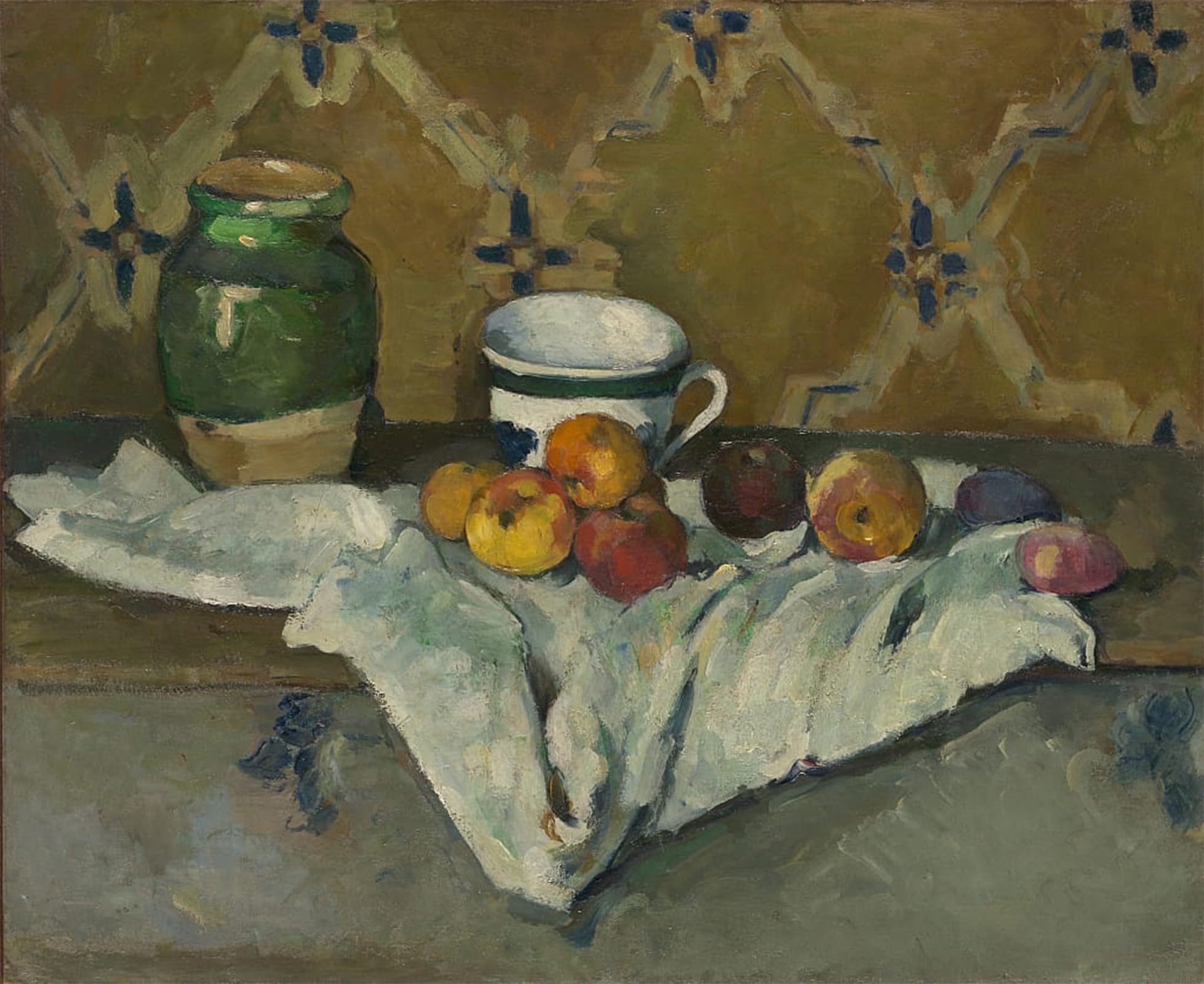 ARTXLXXBN Famous Print Painting Colorful Art Print Still Life with Jar Cup and Apples by Paul Cézanne Canvas Art Decorations for Home Decor 60x90cm