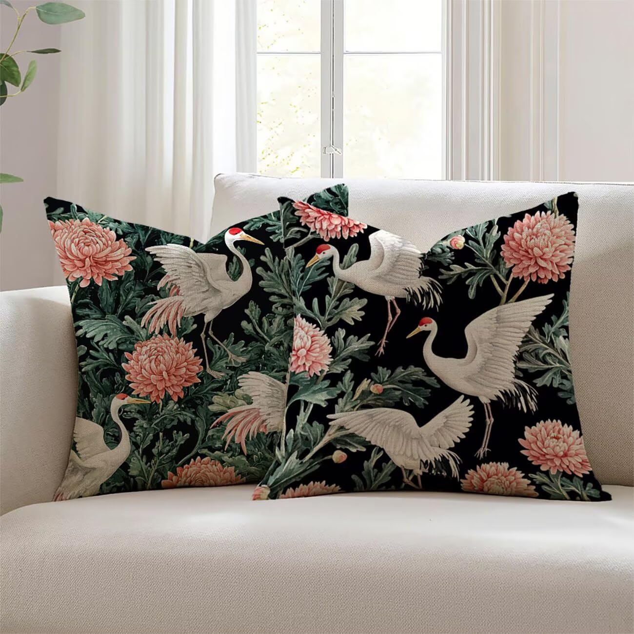 Housse de coussin 60x60cm imperméable en lin, lot de 2 Lejnlnng pour canapé et jardin