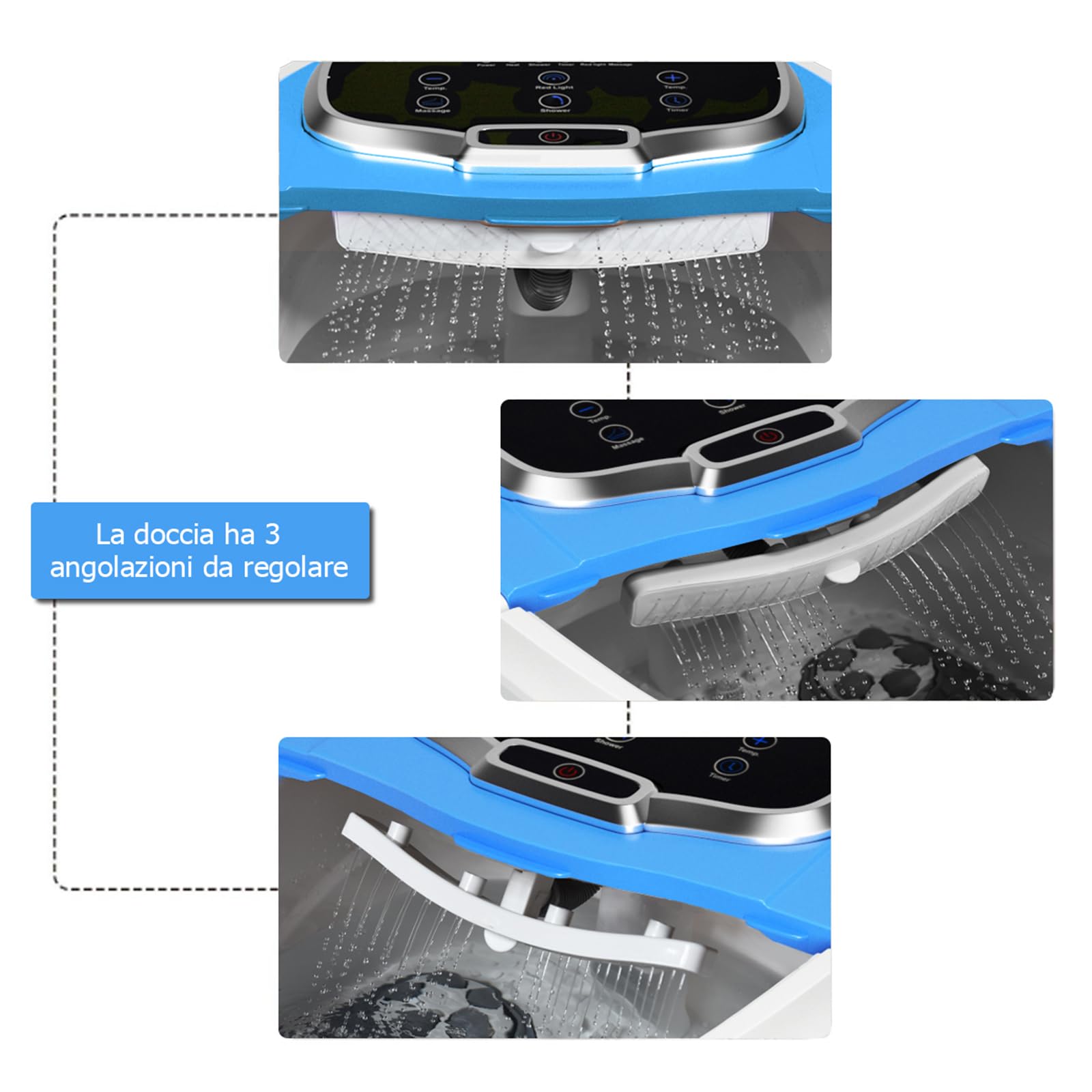 COSTWAY Idromassaggio per Piedi, Pediluvio Massaggiatore Plantare Massaggio Shiatsu, con Funzione Calore Timer e Rulli Luce a Infrarossi, Idromassaggiatore 15L (Blu)