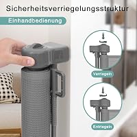 WodonDirect Biztonsági Ajtórács 150 cm - Fúrás Nélkül Telepíthető Babáknak és Kutyáknak, Kihúzható Lépcsőrács Egykezes Zárral, 83 cm Magas,  4