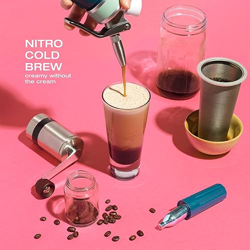 Miniatura 5 de ICO 10 cartuchos de nitrógeno N2 0.07 oz cargadores no roscados y NITRO KAFO Nitro cafetera y cafetera fría, 1 cuarto de galón/1 litro