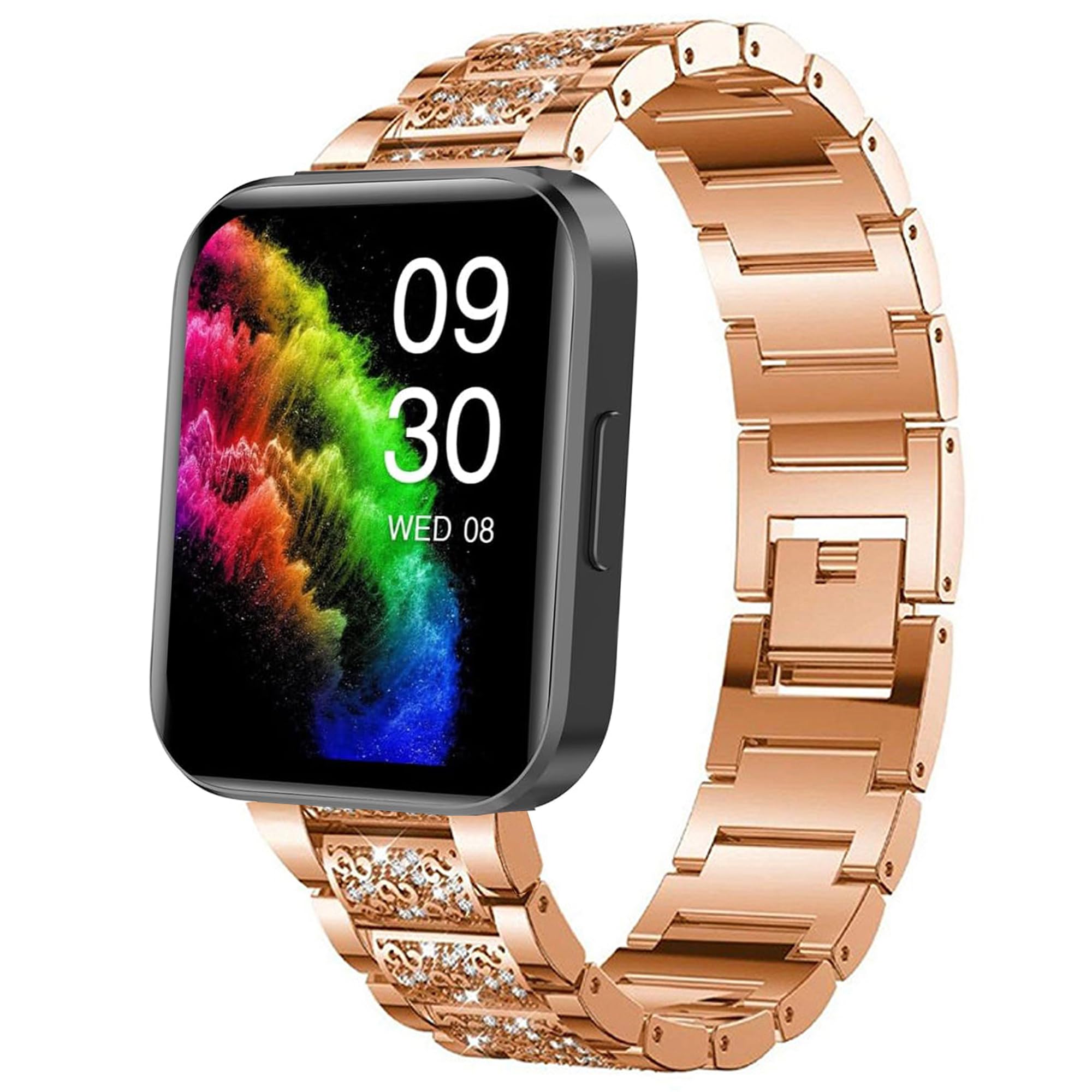 Compatible for RUIMEN Smart Watches Bands Lamshaw 22mm Quick Release Women Jewelry Bling Diamond Metal Dressy Strap Adjustable