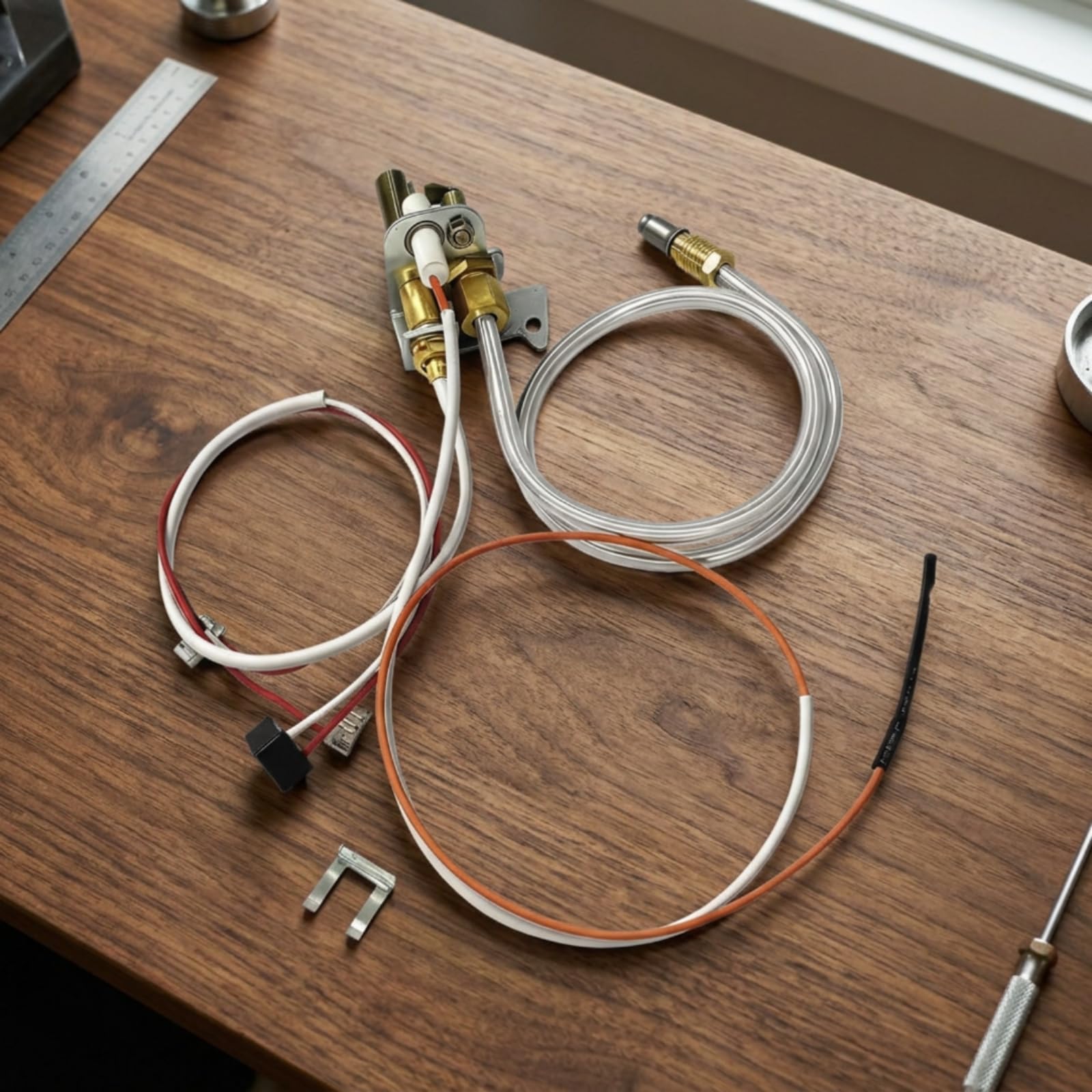 Heater Component Ersatzteil Zündbrenner Baugruppe Thermoelement Pilotflamme Metallhalterung Messinganschlüsse Sichere Zündung Und Flammenüberwachung
