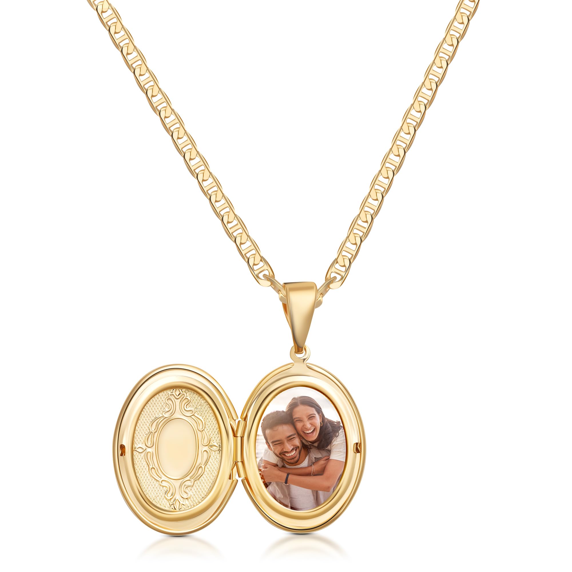 Barzel 18K Gold Plated Locket Necklace Photo Book Necklace - Made in Brazil