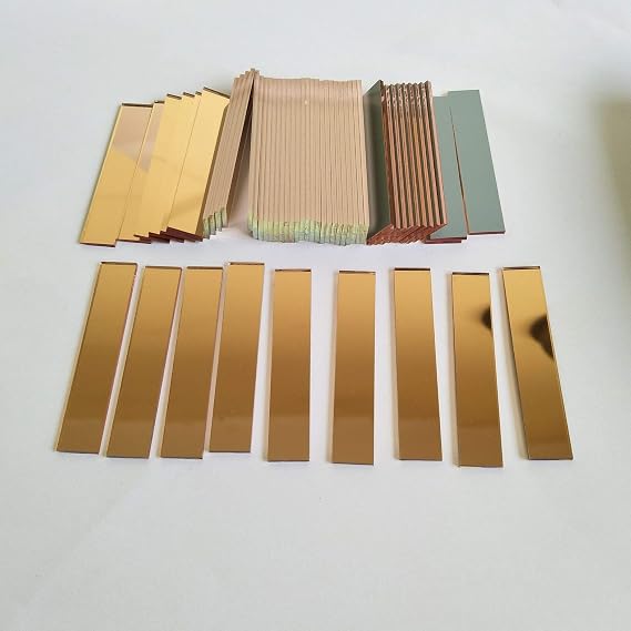 Small Glass Rectangle Craft Mirrors, 3/8x2inch Rectangle Mosaic Tiles,Glass Mirror Mosaic 100PCS (Rose Gold)