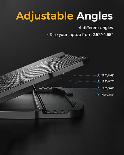 Vista 25 de AICHESON Almohadilla de refrigeración para portátil de 17,3", color rojo con 5 ventiladores