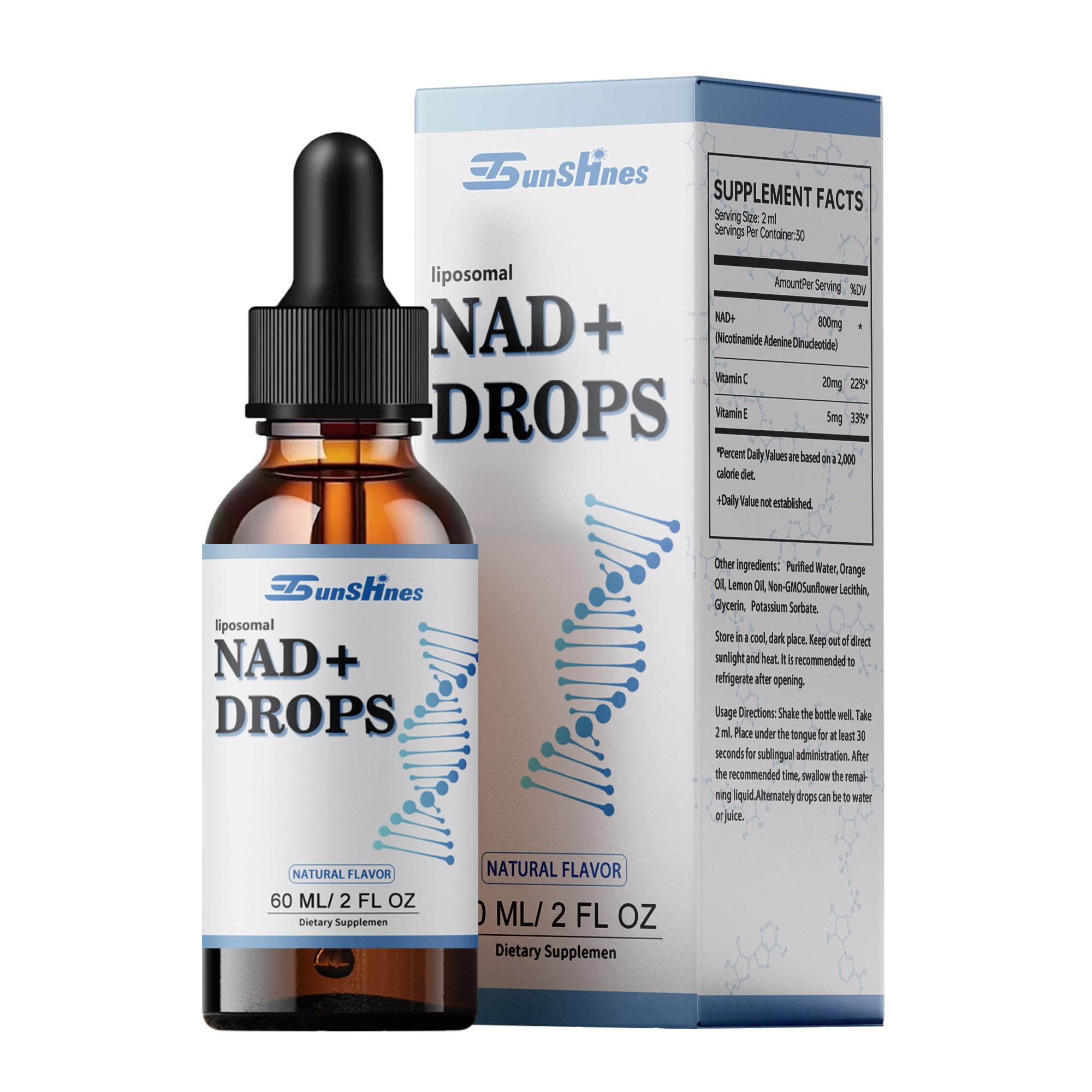 Liposomal NAD+800mg, NAD Liquid Supplement for Maximum Absorption - NMN or Nicotinamide Riboside Alternative, Healthy Aging Energy Metabolism and Vitality,NAD+ Supplement Drops