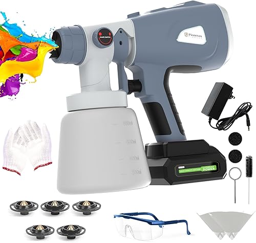 Pulverizador de pintura inalámbrico, pulverizador de pintura eléctrico portátil con 5 boquillas de cobre, pulverizador de pintura de batería de 27.1