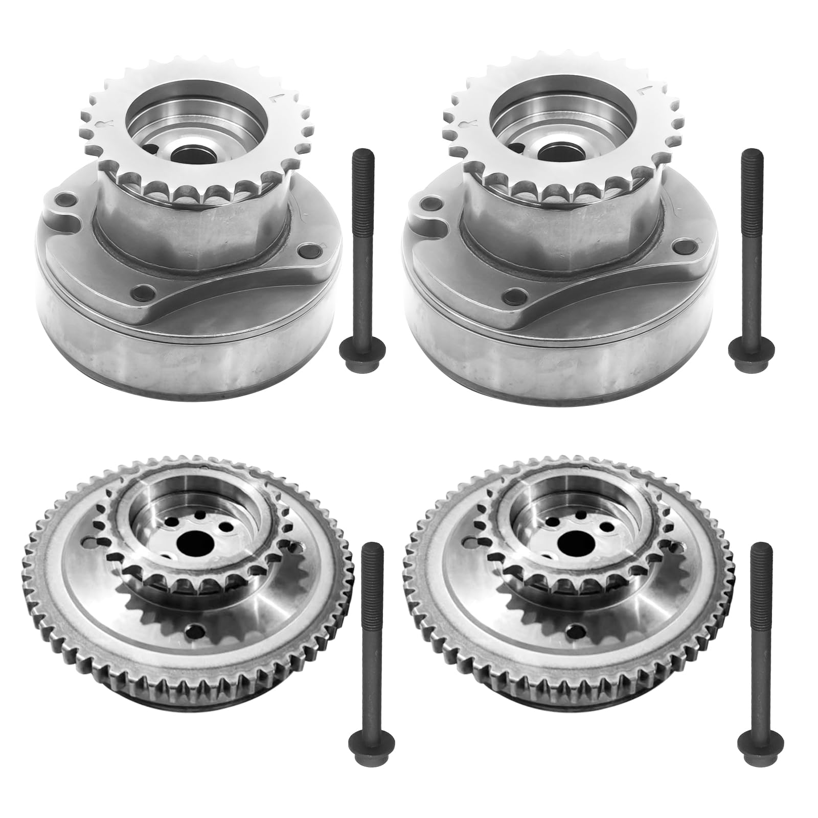 Photo 1 of AT4Z-6256-B 3.5L 3.7L 4Pcs Intake ? Exhaust Cam Phaser VVT Sprocket Timing Camshaft Sprocket with Bolts for Ford Explorer F150 Edge Mustang, for Lincoln MKS MKX MKZ