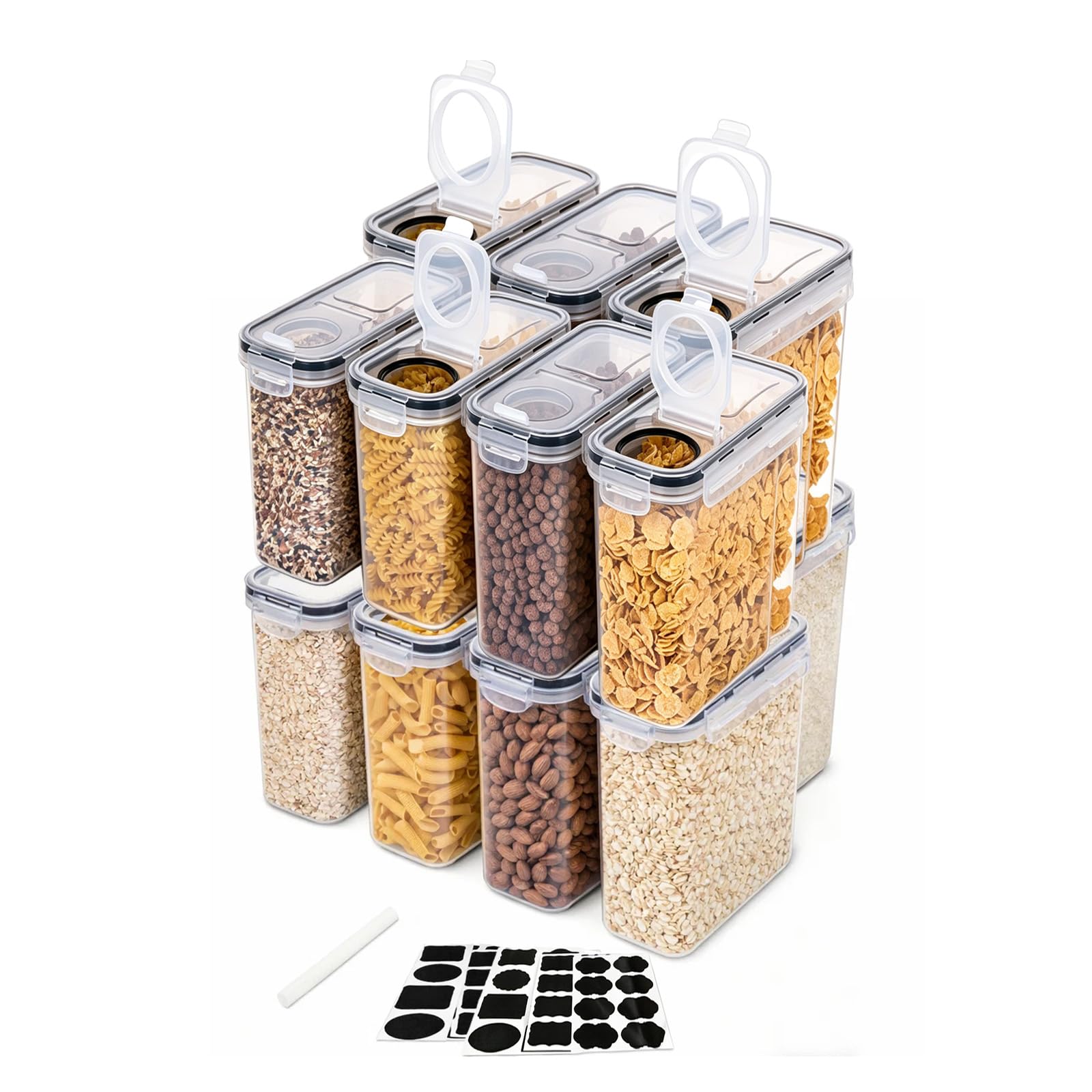 ARATERVIO 6er Müslibox mit Deckel 4L Vorratsdosen mit Deckel Etiketten luftdicht Aufbewahrungsboxl Küche Aufbewahrung Aufbewahrung für Mehl Müsli Reis Katzenfutter Hundefutter Futter Haustiere Nudeln