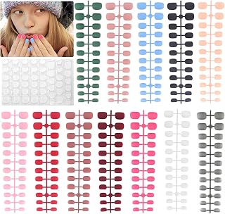 288 Piece Matte Kids Press on Nails, Wsimily 12 Colors Kids Fake Nails Children Round Square False Nails Acrylic Full Cover False Nail Artificial Fingernails Manicure Decoration for Women Girls