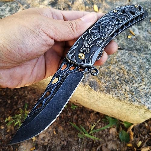 Miniatura 2 de Cuchillo plegable de camping - Dragón - Stonewash