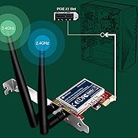 Vista 5 de Adaptador de red inalámbrico N 2.4GHz 300Mbps PCIE para Windows 11, 10, 8.1, 8, 7, XP (32/64bit), Windows Server y Linux PCs, tarjeta WiFi PCIE