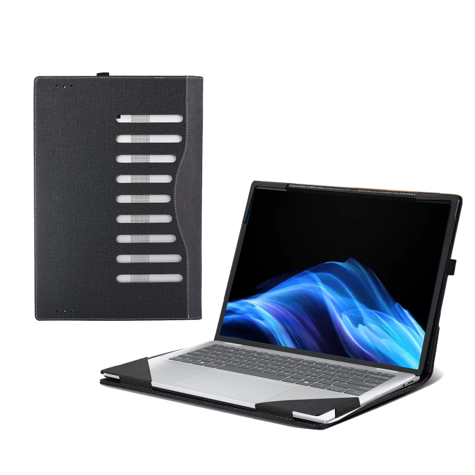 Laptop Case for HP OmniBook 5 Flip 2-in-1 Laptop 14-fp0000 14-fp0057nr 14"|OmniBook 5 Laptop Next Gen AI 14-hexxx[Not Other Models] PU Leather Protective Bag Detachable Shell (Dark Gray)