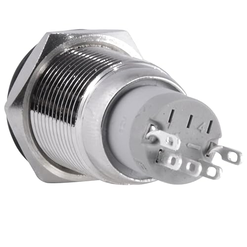 Miniatura 4 de JacobsParts Interruptor de arranque momentáneo de acero inoxidable plateado con LED verde para orificio de corte de panel de 58" (16mm) de diámetro