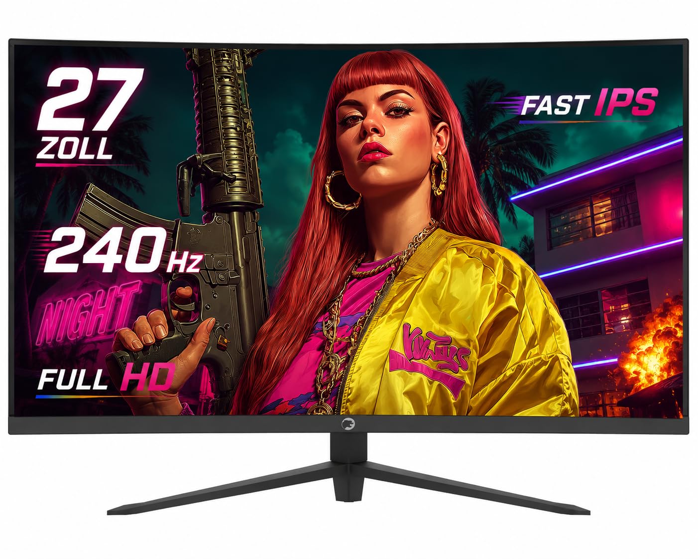 GAMEPOWER Sonic V40 Full HD 27 Zoll Gaming Monitor, 240Hz 0,5ms, Fast IPS, 1920x1080p Bildschirm, 134% sRGB, FreeSync & G-Sync kompatibel, RGB-Beleuchtung, mit Lautsprecher, VESA, HDMI 2.0 DP 1.4