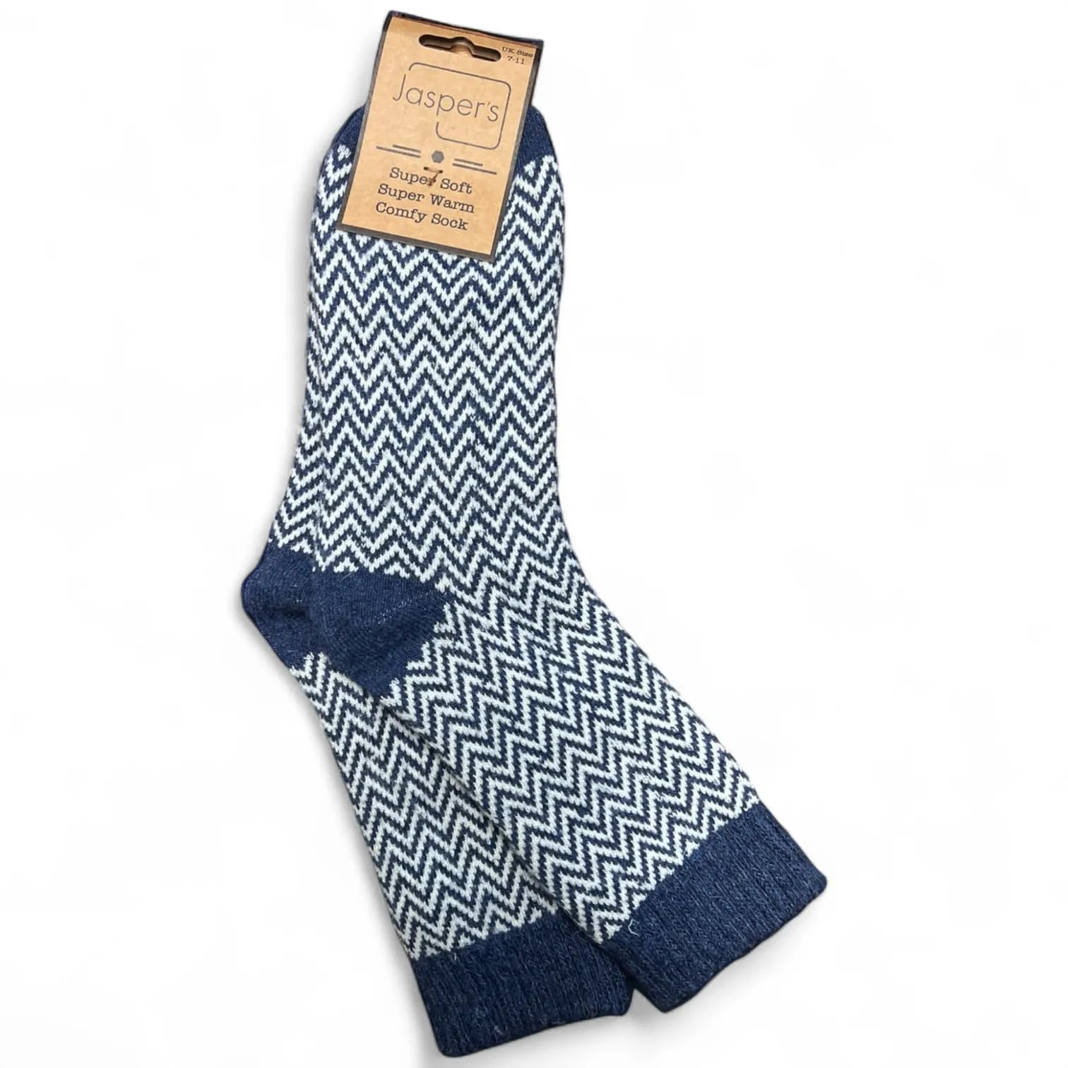 Jess & Lou Men's Socks - Herringbone Super Cosy - Blue