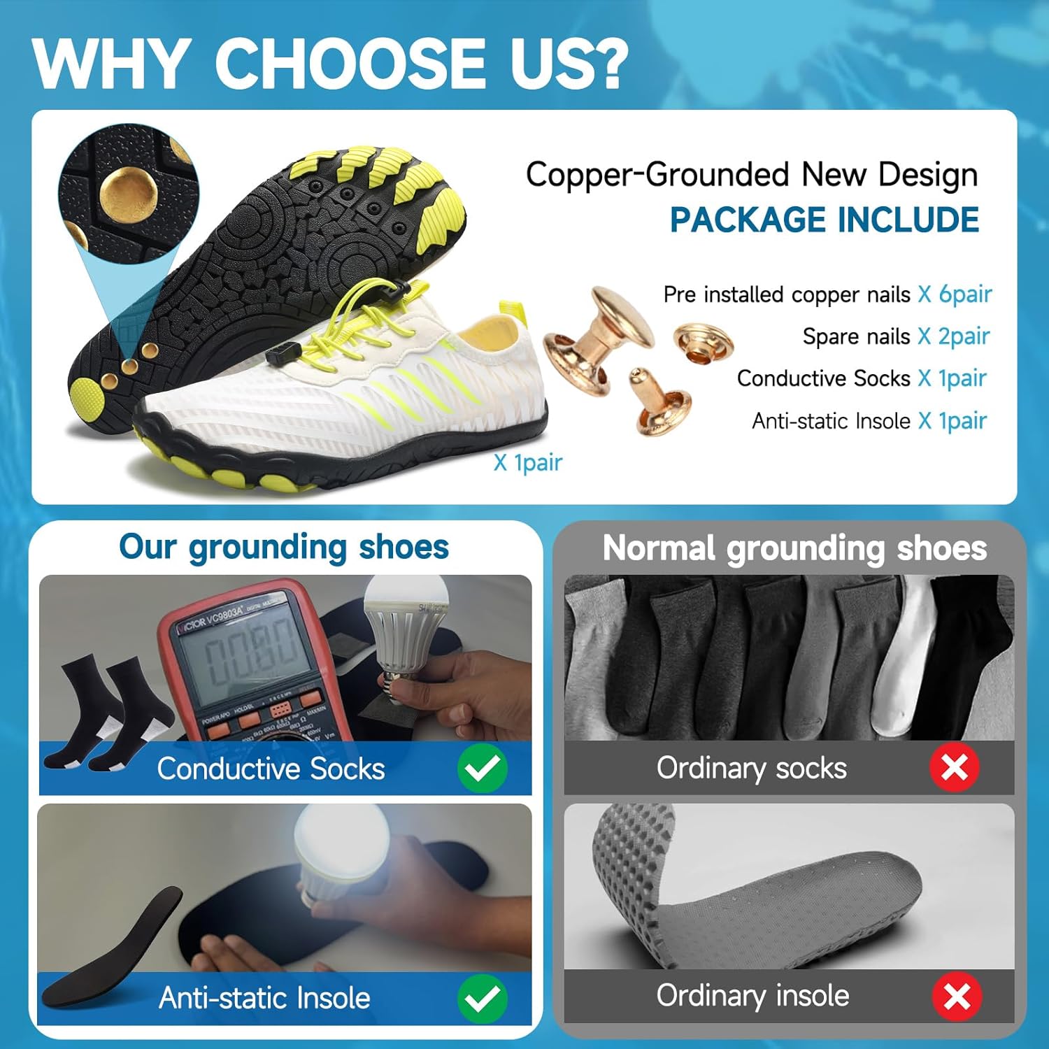 Grounding Shoes for Women with Copper,Barefoot Shoes Womens Grounded Footwear Earthing Grounding Shoe Men,Wide Toe Box Comfortable Breathable for Walking Outdoor Activities - Image 7