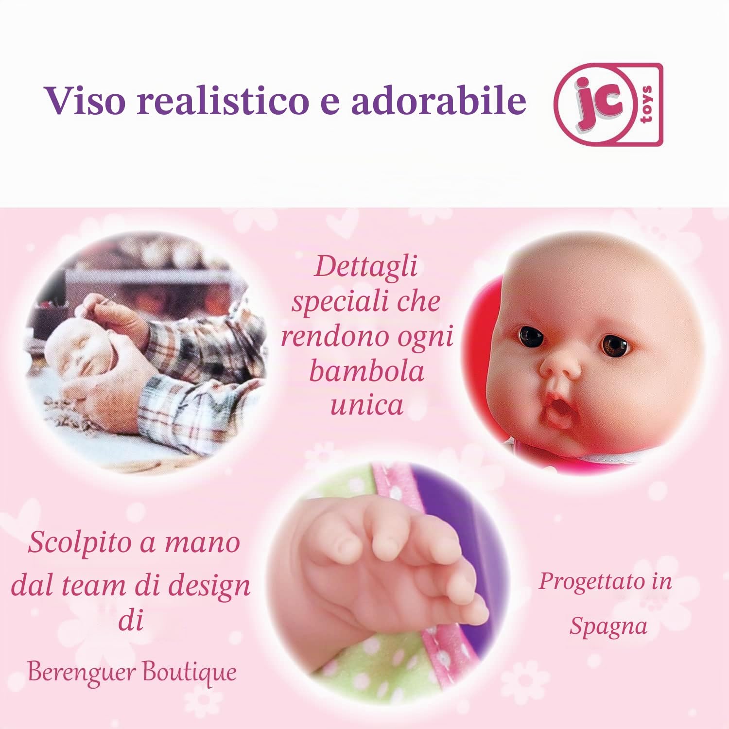 JC TOYS Bambola e seggiolone da 35,6 cm con Scritta Lots to Love, Set Regalo e Accessori, snodabile e Impermeabile, dai 2 Anni in su, Rosa