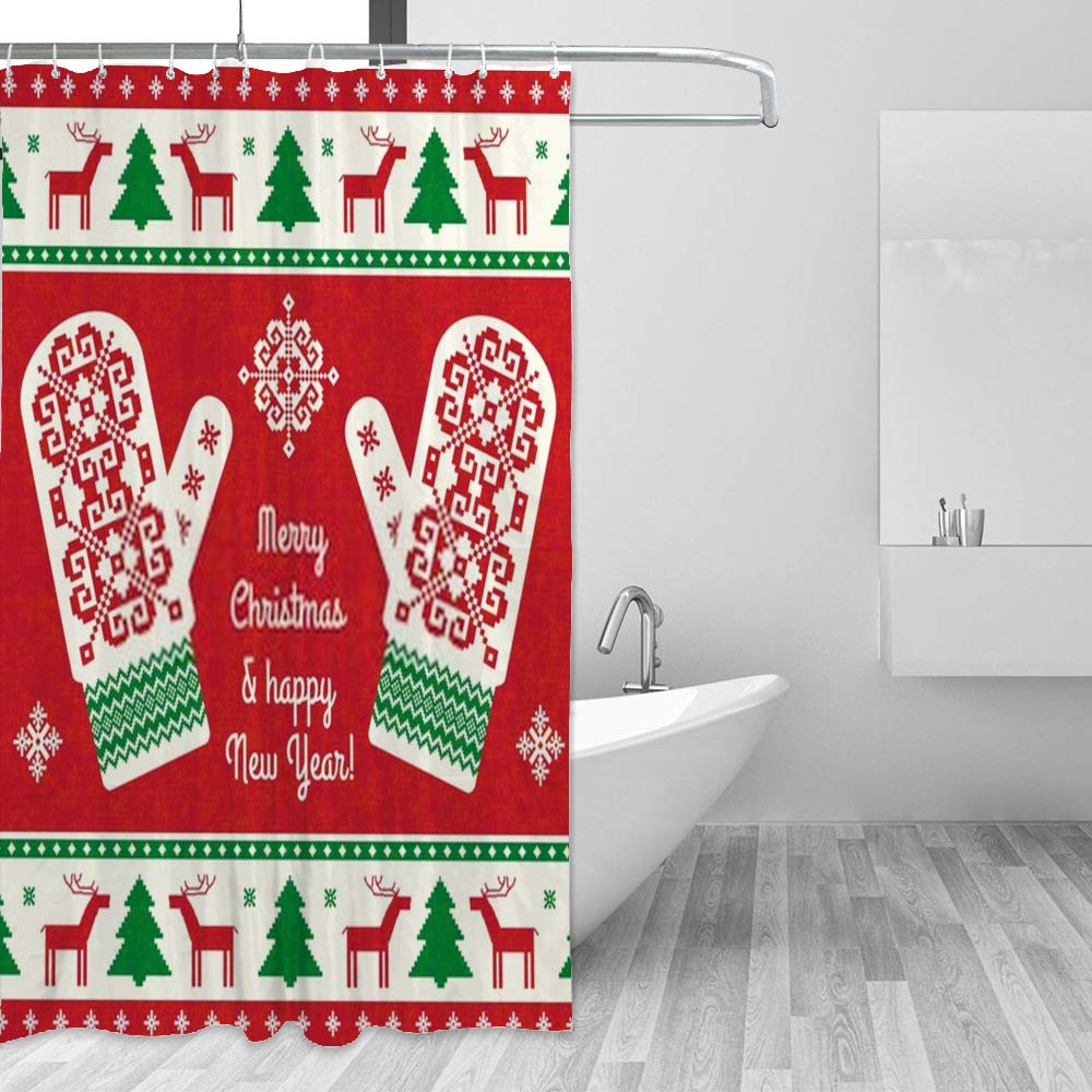 Rideau de douche étanche anti-inondation motif Noël traditionnel 66x72