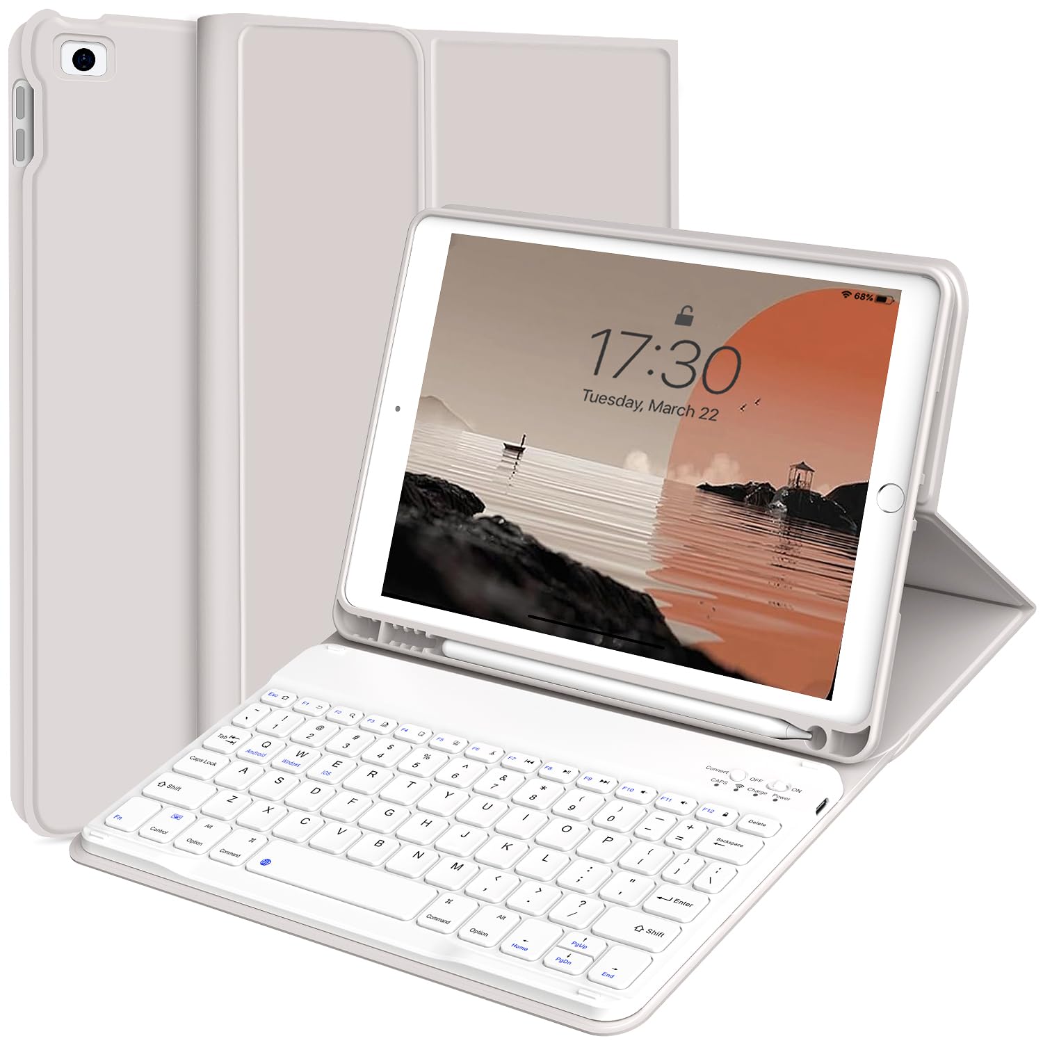 kenke for iPad 6/5th Generation Case with Keyboard 9.7 Inch 2018/2017 iPad Air 2/1, Detachable Wireless Bluetooth iPad Keyboard Case with Built-in Left Side Pencil Holder Auto Wake/Sleep (Gray)
