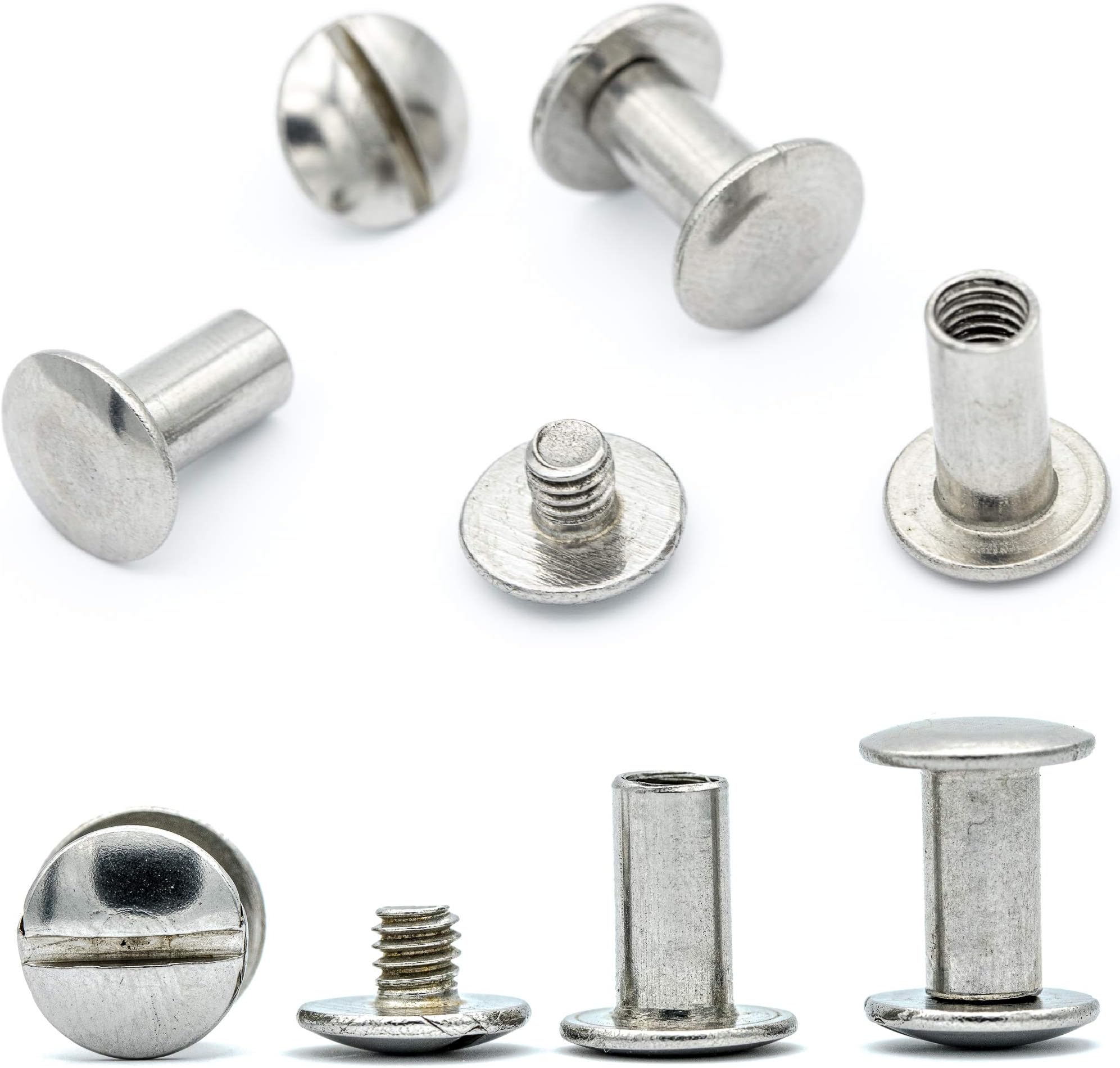 110 Chicago Schrauben Set - M5 Buchschrauben 4-12mm Für Leder & Bastelprojekte