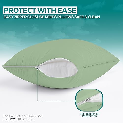 Miniatura 4 de Utopia Bedding - Protector de almohada impermeable con cremallera (paquete de 2) King Sage - Funda de almohada a prueba de chinches de 20 x 38