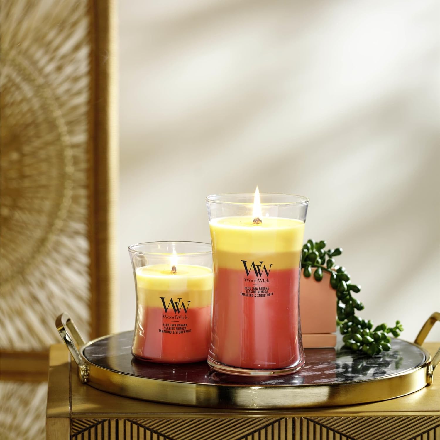 WoodWick Tropical Sunrise Trilogy Gifts for Women and Men, 9.7 oz Medium Hourglass Trilogy Candle with Crackling Wick
