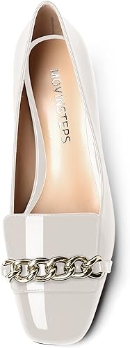 Miniatura 3 de MOVINSTEPS Zapatos de tacón bajo de cuña de metal para mujer, con puntera cuadrada, de 2 pulgadas