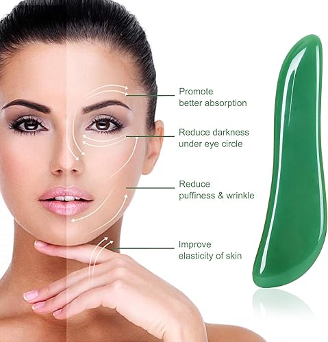 Vista 3 de airogym Herramienta de masaje Guasha, tabla de piedra natural Gua Sha, 4 piezas de piedra Guasha Scraping juegos de masaje para SPA acupuntura