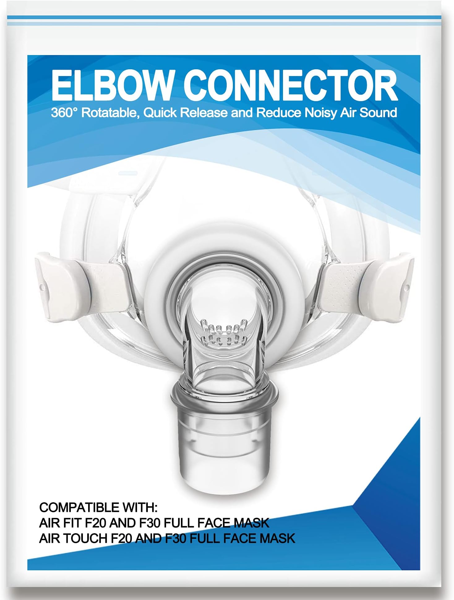 CPAP Elbow Connector for F20 and F30, Replacement Elbow for F20 & F30, Silicone Guard Reduce Air Leaks & Noisy Air Sound, 360° Rotatable & Quick Release