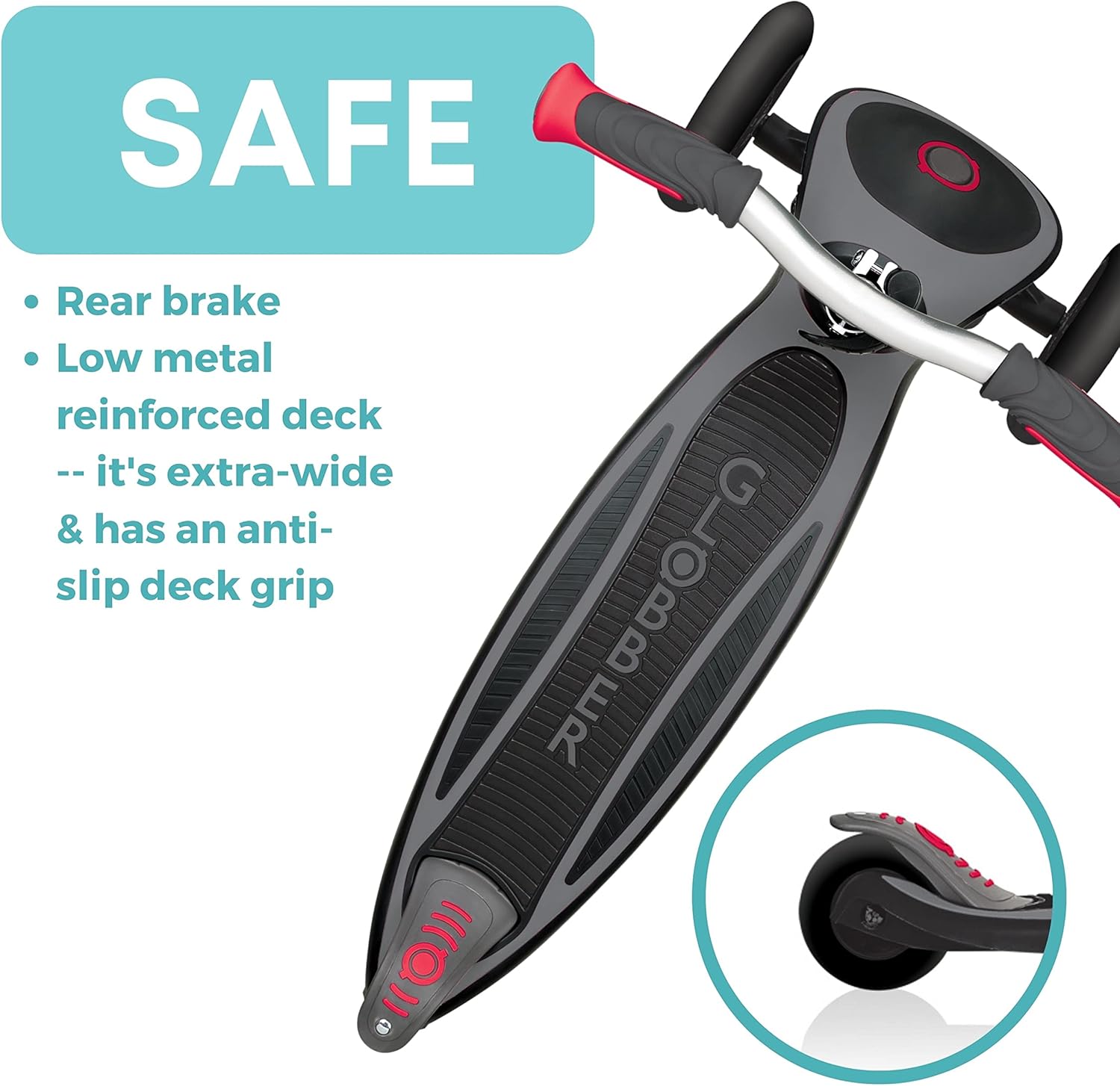 Globber Master Scooter deck and rear brake for safe riding