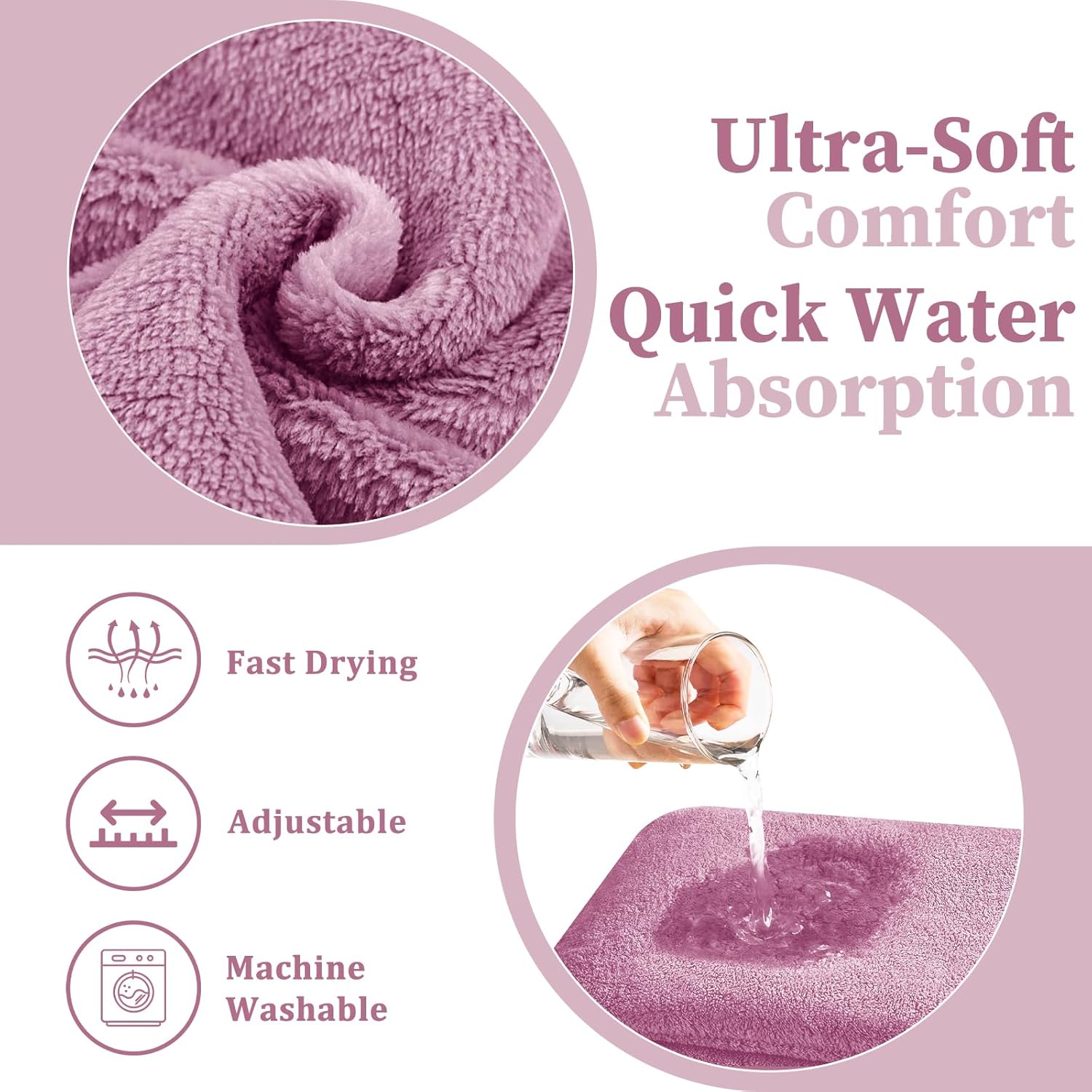 Women’s Plus Size Towel Wrap with Hair Towel (XXL-XXXXL), Oversized Shower Body Wrap Bathrobe, Soft Quick-Dry Hair Drying Towel for Spa Use Purple (Purple)