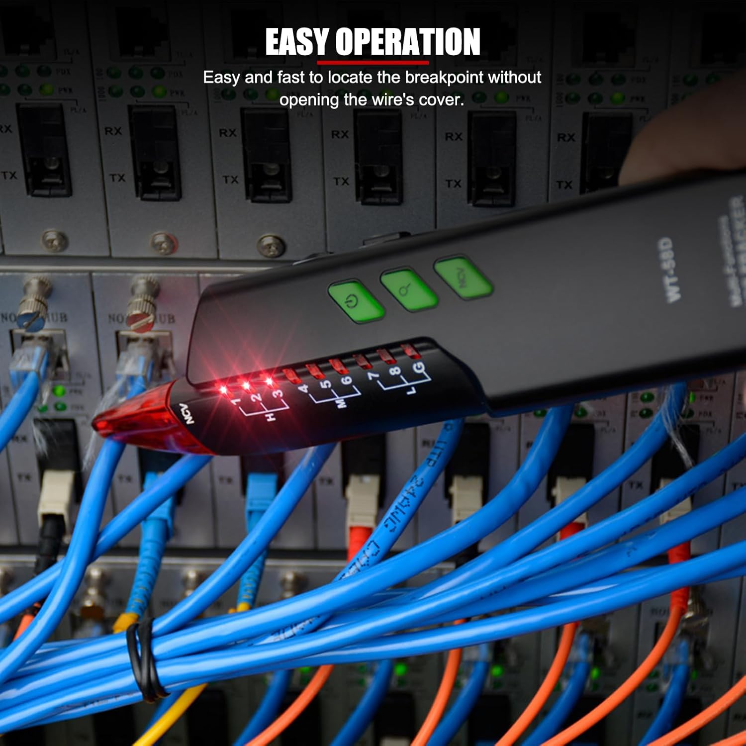 EVTSCAN Handheld Wire Tracker, with Adjustable Sensitivity, Signal, NCV, Fault Detection, Continuity Testing, for Home Wall Electric Wire, Network Cable, Phone Line Tracing