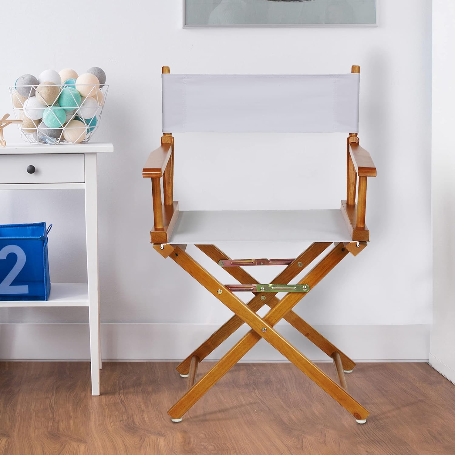 Casual Home 18" Honey Oak Frame-White Canvas Director Chair, Classic Height : Home & Kitchen