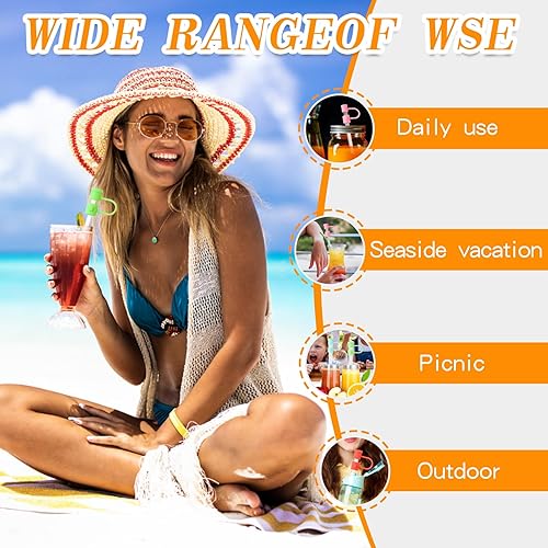 Miniatura 5 de 50 fundas de silicona para popotes, fundas reutilizables de 0.315 pulgadas, tapas de pajita, tapas de paja a prueba de polvo, accesorios para tapas