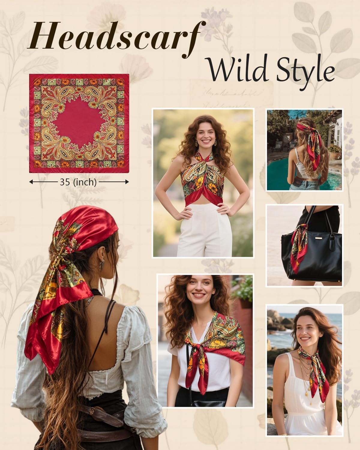 Women's Pirate Costumes Outfit with Accessories Renaissance Shirt Top Corset Belt Head Scarf - Image 5