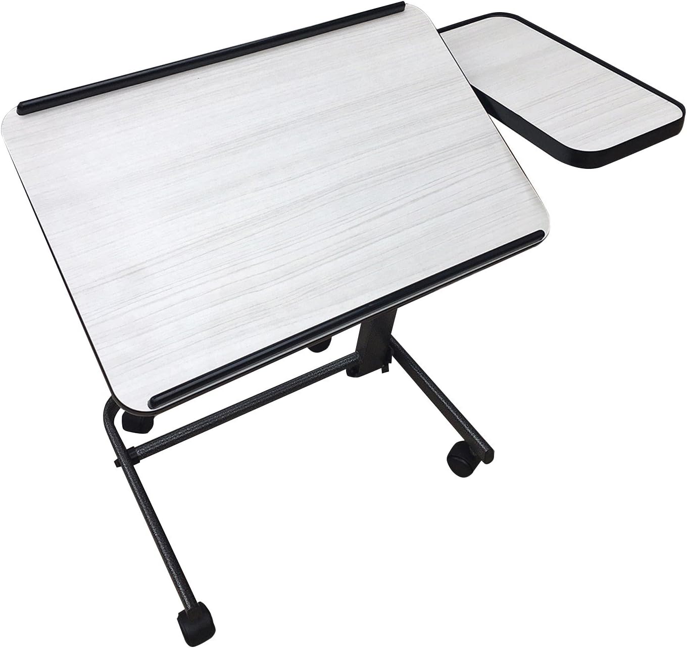 Platinum Health Acrobat Professional Overbed/Laptop Table, Tilting Mast, Height Adjustable with Casters. Split Top and Folds for Easy Storage. U-Shaped Base