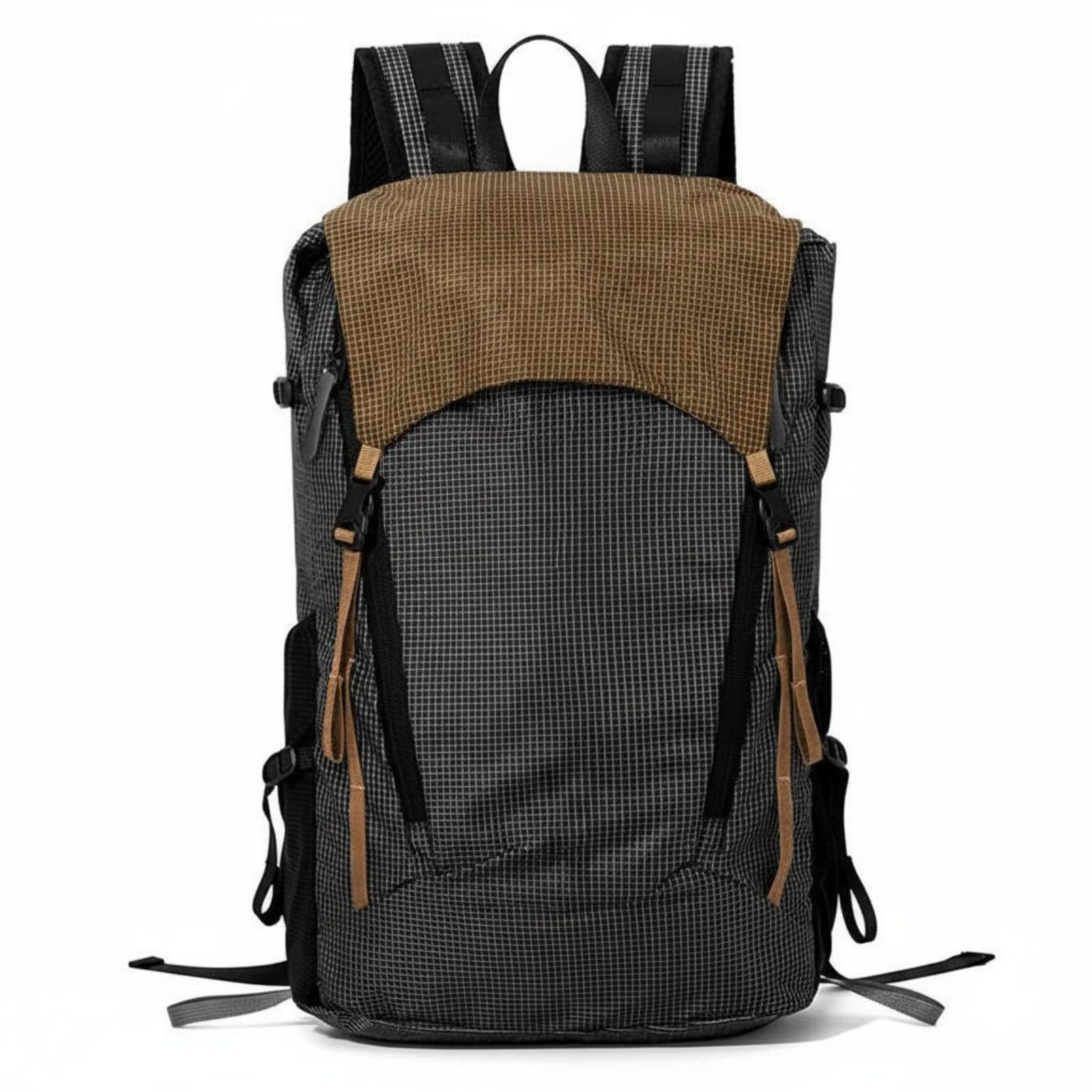 Breathable Mesh Lightweight Hiking Backpack Padded Straps Hiking Backpack Front Zip Pocket Daypack Top Carry Handle for Short Trips, Khaki-image-8