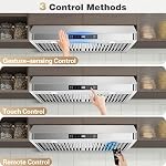 SNDOAS Under Cabinet Range Hood 30 inch,Stainless Steel Ducted/Ductless Range Hood with Touch/Gesture/Remote Control,700CFM & 3-Speed Kitchen Stove Vent Hood,Baffle Filters,3 Air Vents