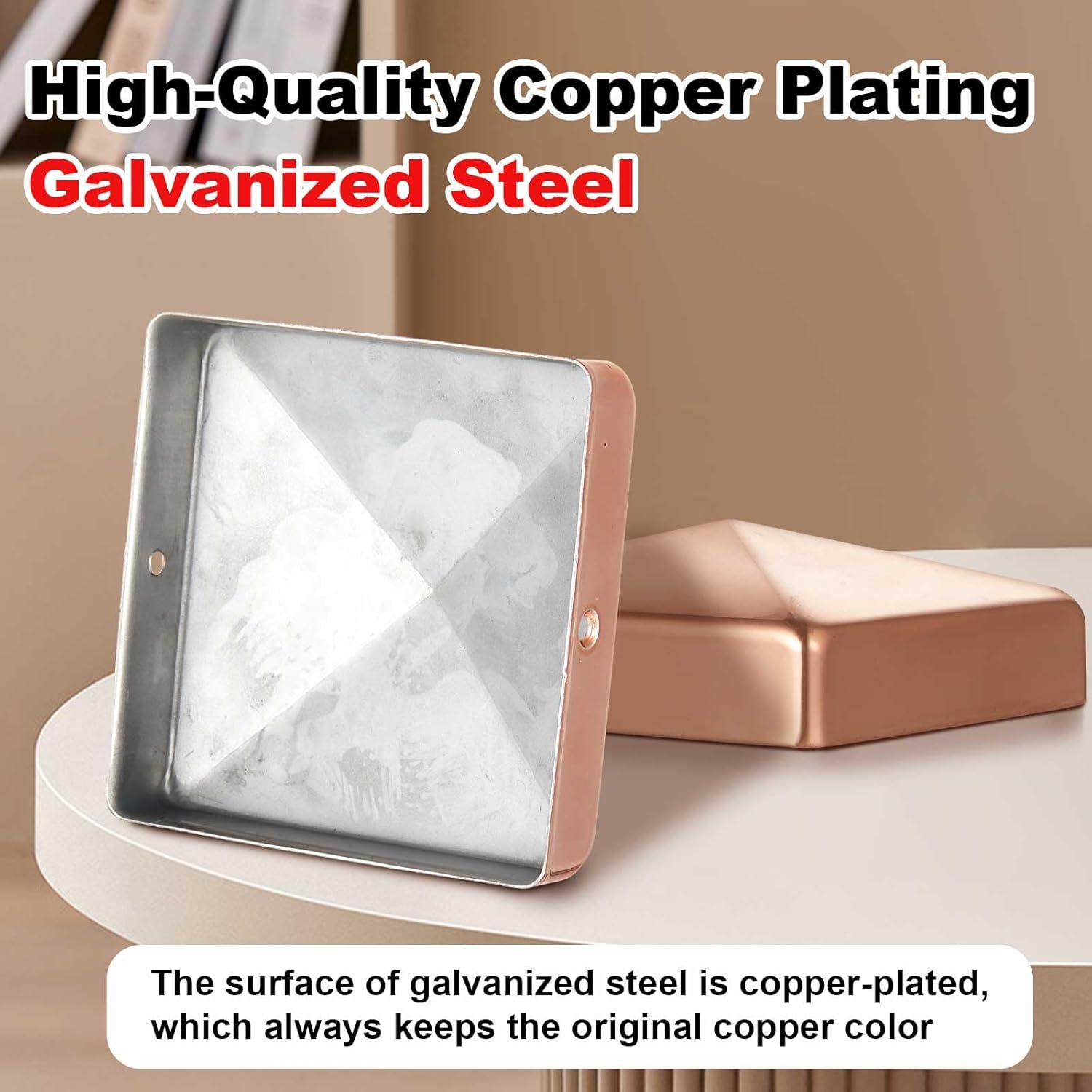 Tandefio 8 Pcs 4x4''(Actual 3.5"x3.5") Copper Pyramid Post Cap with Screws Sturdy Waterproof Deck Post Caps for Metal Wood Cedar Fence Deck Corridors Mailbox Posts End Cover