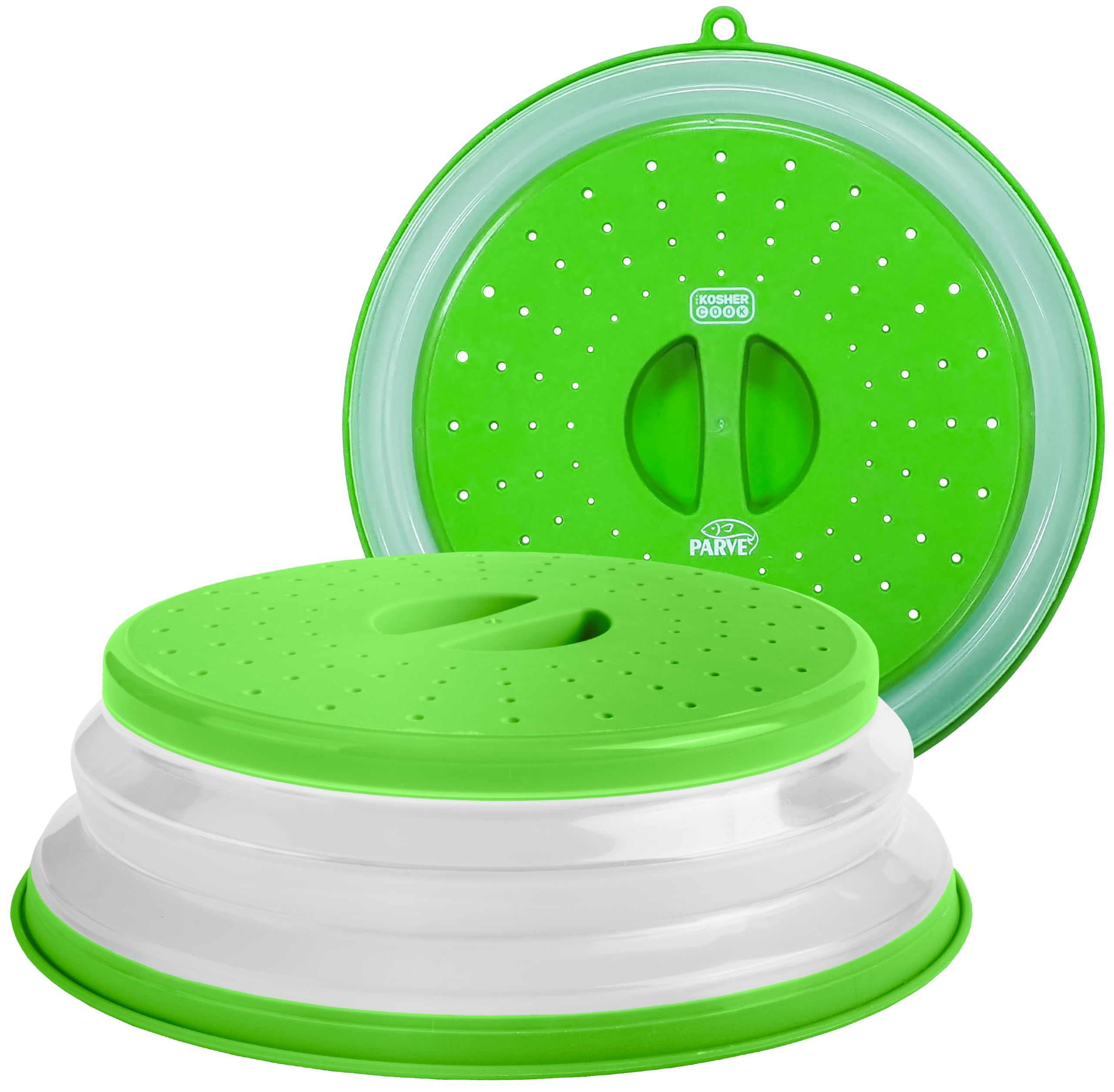 Parve Green Microwave Plate Cover - Collapsible - Food Safe Topper Prevents Splatter and Mess to Keep Microwave Clean - Color Coded Kitchen Tools