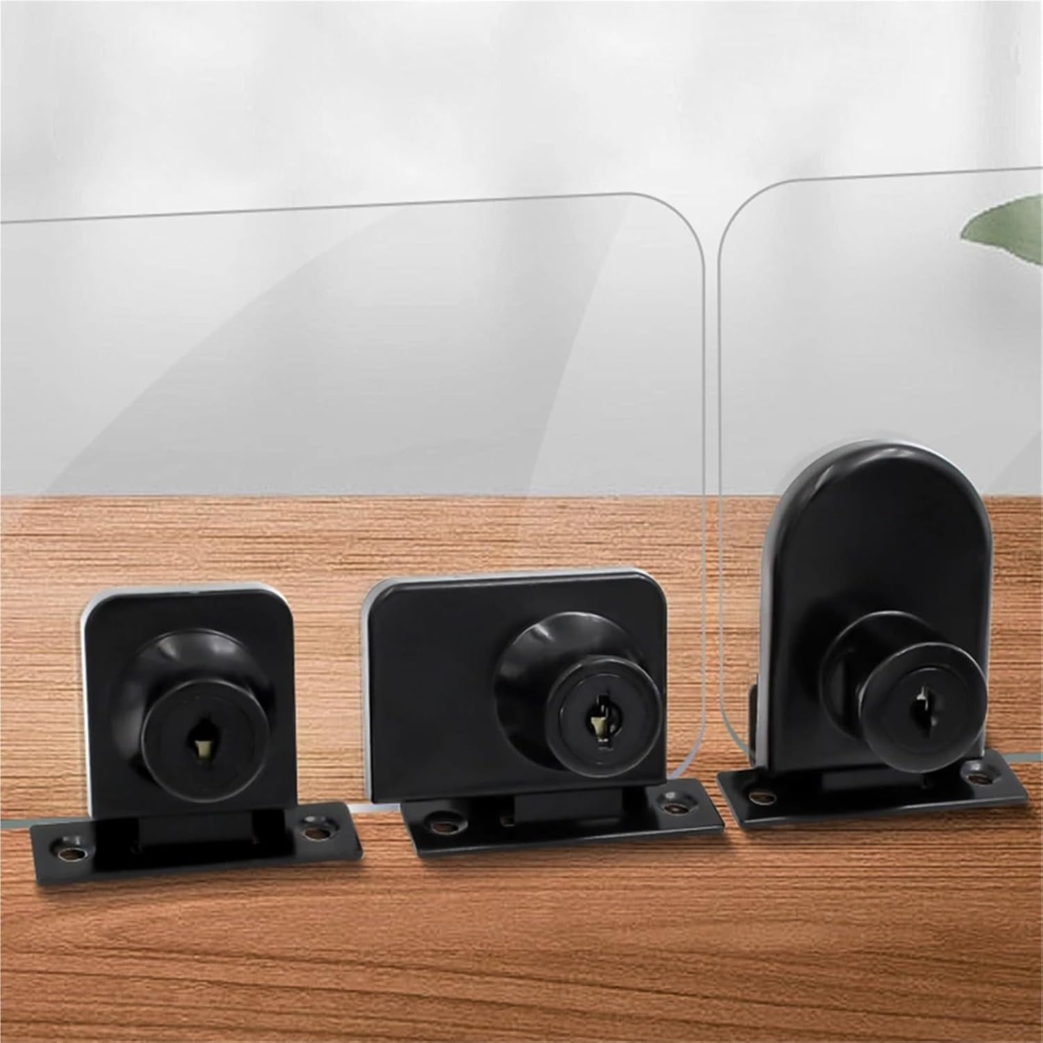 Display Case Lock 6 Set Glass Cabinet Lock + Keys Protective Gasket No Drilling Easy Install Fix Single/Double Door Display Chest for Glass Door(Silver 54 X 38mm)