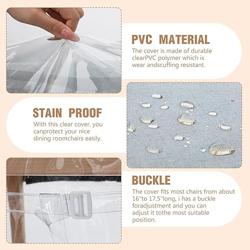 Miniatura 10 de Kigley 6 fundas de plástico para sillas de comedor, fundas de asiento de plástico transparente, resistentes a las manchas de agua, gatitos,