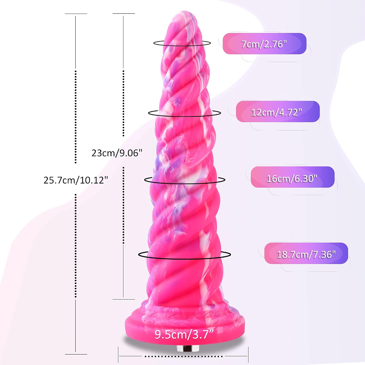 Hismith 10.12" Silicone Anal Dildo with KlicLok System | 9.06" Insertable Length, Max Circumference 7.36", For Premium Sex Machine, Anal Sex Toy