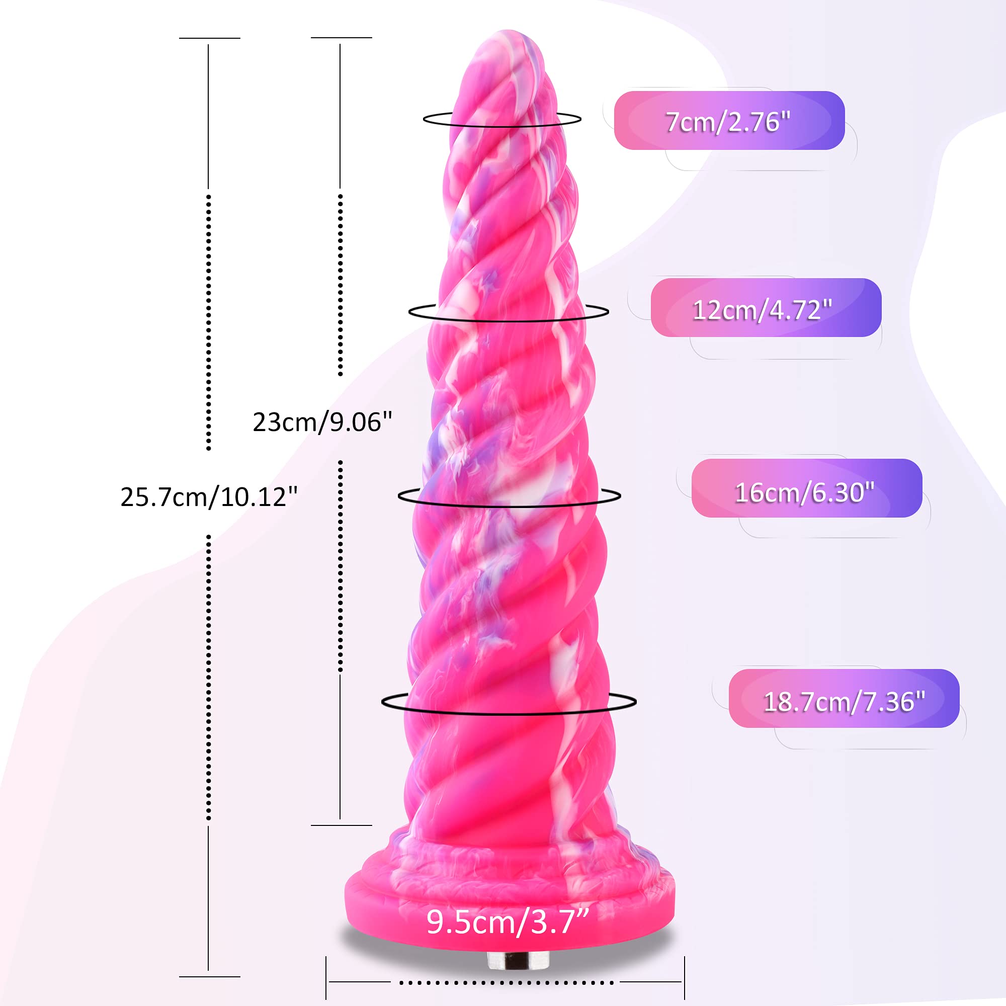 Hismith  with KlicLok System for Premium Sex Machine, 9.06" Insertable Length, Max Circumference 7.36", Anal Sex Toy: 10.12" Silicone Spiral Dildo