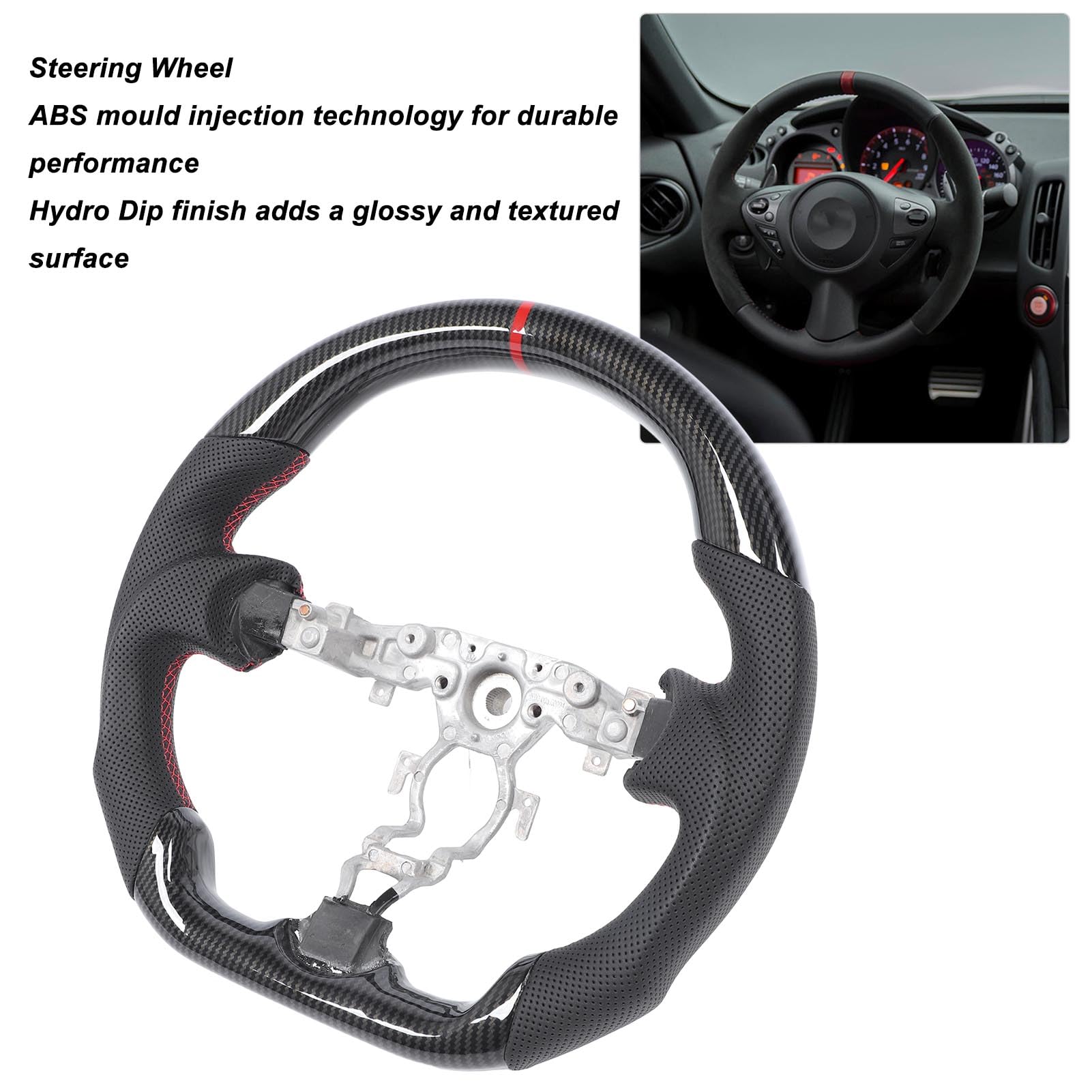 Jiawu Innowacyjna Kierownica Hydro Dip Racing o Wyglądzie Włókna Węglowego do Modelu 370z, Ergonomiczne Uchwyty Zapewniające Większy Komfort i stabilność Jazdy