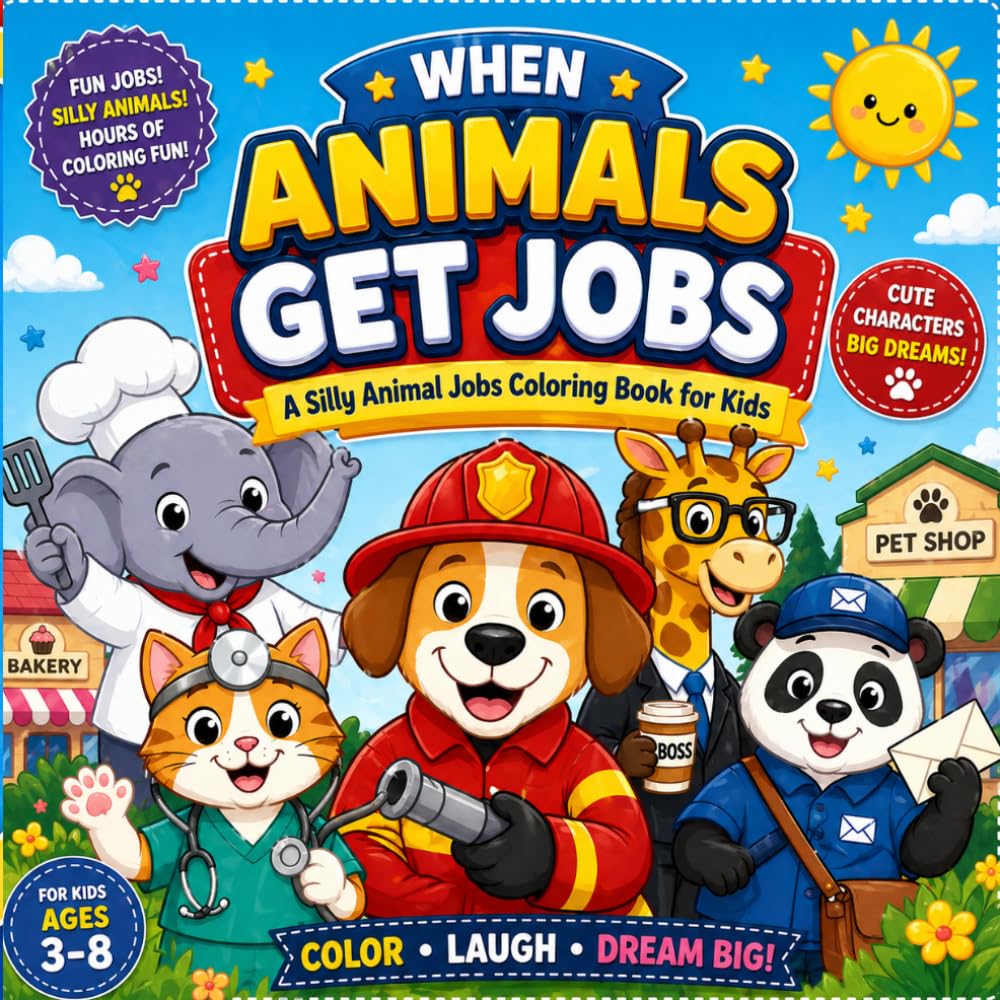 When Animals Get Jobs: A Silly Animal Jobs Coloring Book for Kids