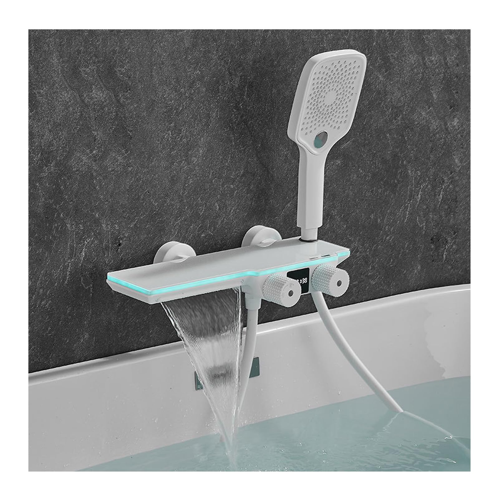 Robinet de baignoire cascade avec lumière d'ambiance et douchette pour salle de bain